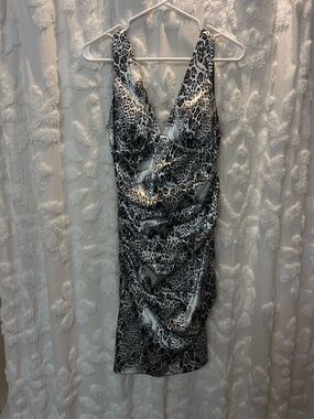 Cache black & white cheetah print dress
